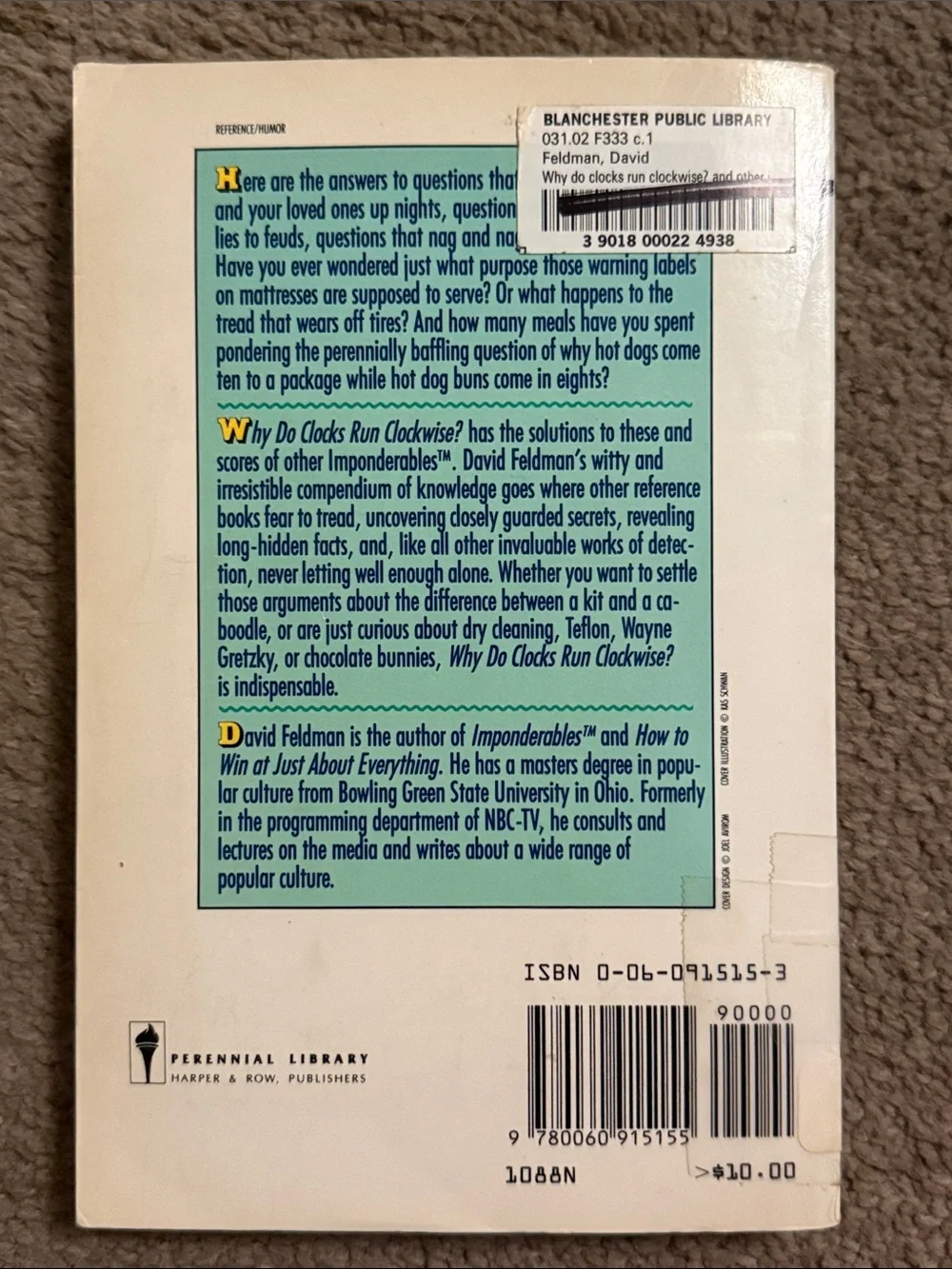 “Why Do Clocks Run Clockwise? and Other Imponderables” by David Feldman